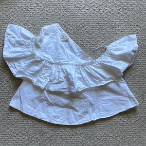 ZARA White Ruffle Top